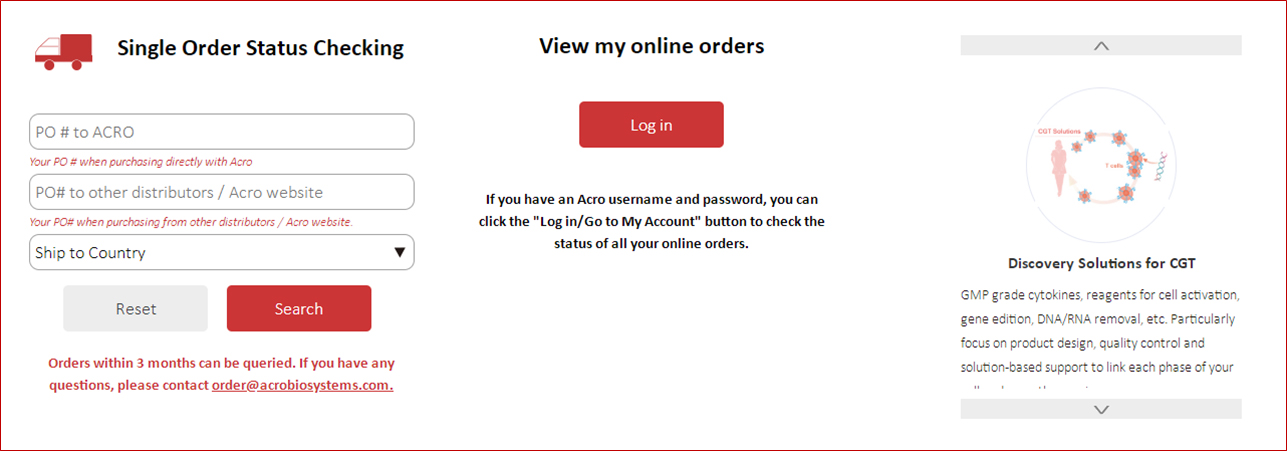 Monitor your Order Status