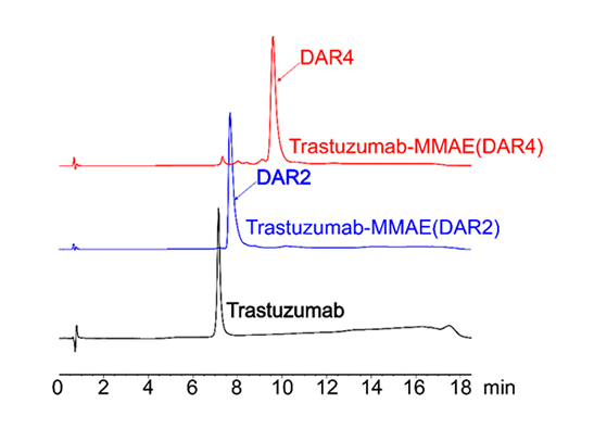 MMAE ADC (DAR 4 & DAR 2) の HIC-HPLC 分析